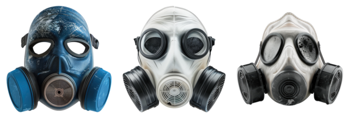 Dust mask isolated on transparent background, set of
