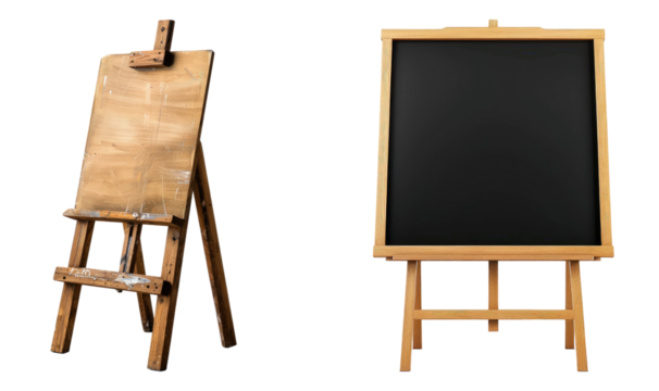 Easel board isolated on transparent background, set of - Powered by Adobe