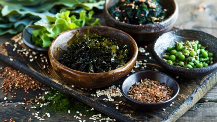 Assortment of kelp-based cooking ingredients, perfect for healthy and nutritious meals