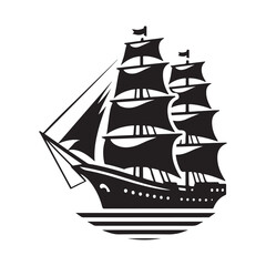 Clipper Ship Silhouette Vector Illustrations - High-Quality Graphics