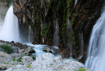 Kapuzbasi Waterfalls, located in Kayseri, Turkey, is one of the most important waterfalls of the country.  © sinandogan
