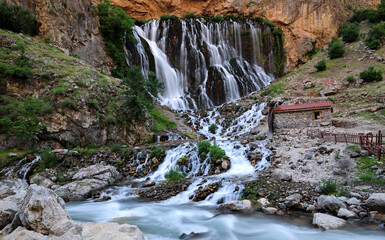 Kapuzbasi Waterfalls, located in Kayseri, Turkey, is one of the most important waterfalls of the country.  © sinandogan