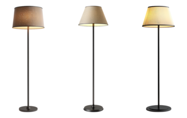 Floor lamp isolated on transparent background, set of