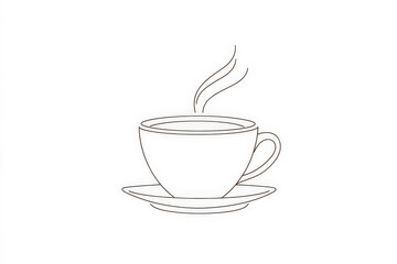 A simple white line drawing of a coffee cup with steam rising from the top. The clean lines and minimalist design evoke a sense of warmth and comfort.
