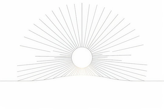 A simple white line drawing of a sun rising over a horizon, with rays extending outward. The clean lines and minimalist design create a sense of warmth and optimism.