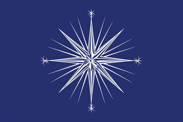 Fototapeta premium A simple white line drawing on a royal blue background of a star with sharp points. The deep color enhances the timeless nature of the symbol.