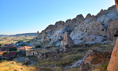 The ancient city of Keslik, located in Kayseri, Turkey, is famous for its caves carved into the rocks.
