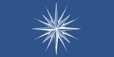 A simple white line drawing on a cobalt blue background of a star with sharp points. The deep color emphasizes the timeless nature of the symbol.