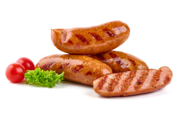 German bratwurst sausages, isolated on white background