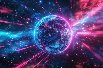 Obraz premium A colorful, glowing, and abstract representation of the Earth,generative ai image