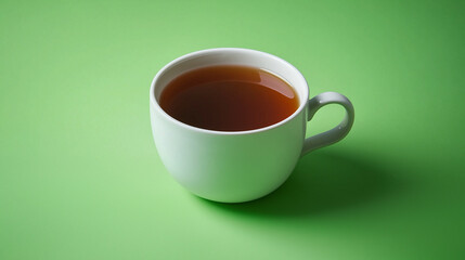 cup of tea isolated on green  background 