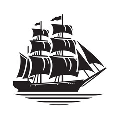 Clipper Ship Silhouette Vector Illustrations - High-Quality Graphics