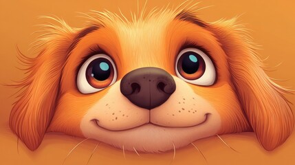 Obraz premium Cartoon Dog Eyes. Happy and Cute Dog Character Illustration