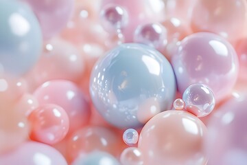 Fototapeta premium Abstract Background of Pastel Pink and Blue Spheres