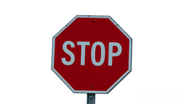 A stop sign with a transparent background