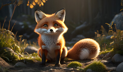 Fototapeta premium Red fox in the forest