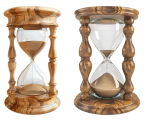 Hourglass isolated on transparent background, set of