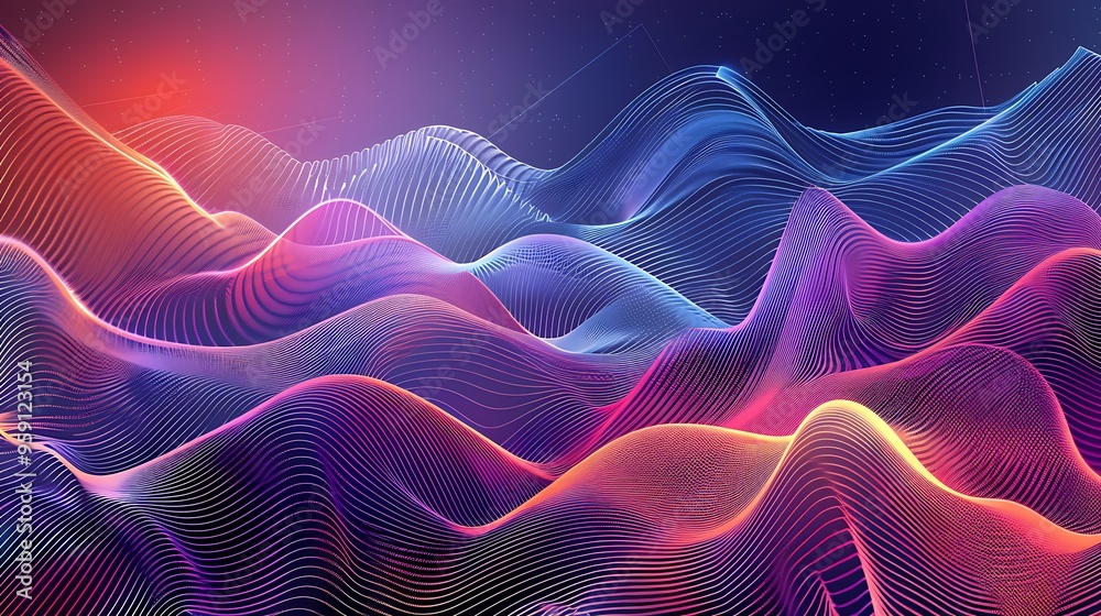 Wall mural Abstract Digital Landscape with Vibrant Colors