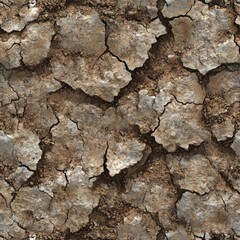 Naklejka premium Seamless Soil Textures. Dry Clay Soil Background for Repeatable Design