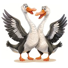 Fototapeta premium Geese Gratitude emotion fantasy animal cartoon isolated whitebackground