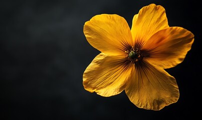 Fototapeta premium A Single Golden Yellow Flower Against a Dark Background