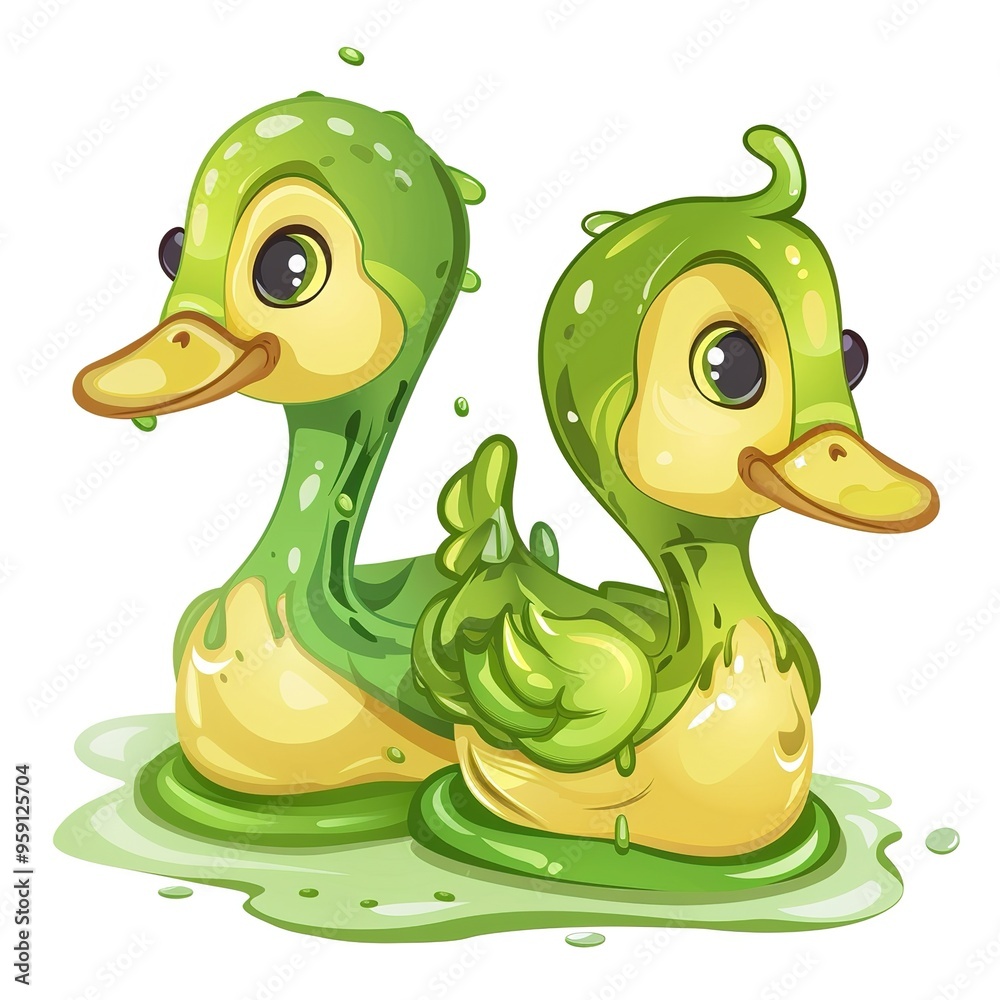 Poster Geese slime fantasy animal cartoon isolated whitebackground