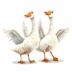 Obraz premium Geese Time element fantasy cartoon isolated whitebackground 16:9