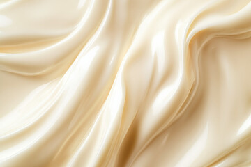 Fototapeta premium A light buttercream surface with a smooth, glossy texture. The warm, creamy tone and sleek texture add a luxurious and inviting feel to the background.