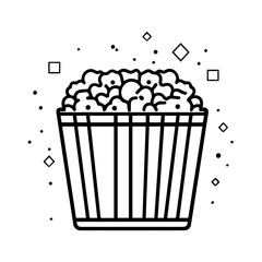 popcorn icon or modern line symbol. Vector line art and icon design with bold outline. Black and white Pixel Perfect minimalistic symbol isolated white background. Silhouette simple thin sign