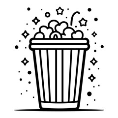 popcorn icon or modern line symbol. Vector line art and icon design with bold outline. Black and white Pixel Perfect minimalistic symbol isolated white background. Silhouette simple thin sign