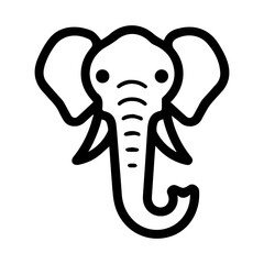 elephant head icon or modern line symbol. Vector line art and icon design with bold outline. Black and white Pixel Perfect minimalistic symbol isolated white background. Silhouette simple thin sign