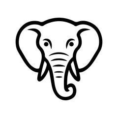 elephant head icon or modern line symbol. Vector line art and icon design with bold outline. Black and white Pixel Perfect minimalistic symbol isolated white background. Silhouette simple thin sign