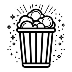 popcorn icon or modern line symbol. Vector line art and icon design with bold outline. Black and white Pixel Perfect minimalistic symbol isolated white background. Silhouette simple thin sign