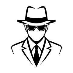 spy icon or modern line symbol. Vector line art and icon design with bold outline. Black and white Pixel Perfect minimalistic symbol isolated white background. Silhouette simple thin sign