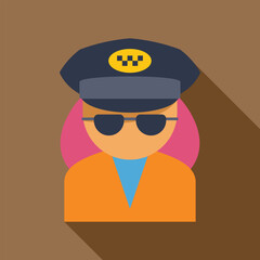 Simple vector illustration of a taxi driver wearing a hat with a checker symbol