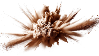 brown color paint powder festival explosion explosion on transparent background