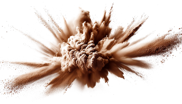 brown color paint powder festival explosion explosion on transparent background