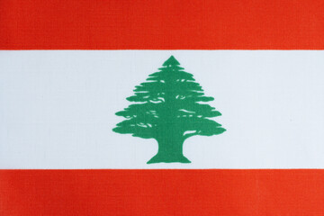 National State flag Lebanon in closeup.