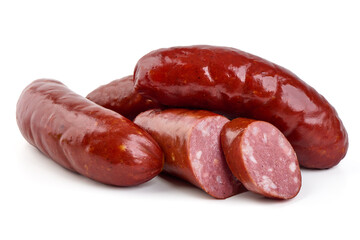 Oktoberfest Smoked pork Sausages, isolated on white background