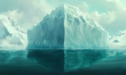 A Large Iceberg With a  Reflection in the Water