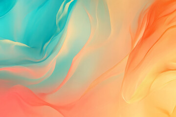 Obraz premium A bright abstract background with smooth gradients in shades of turquoise, coral, and gold. The colors blend seamlessly, creating a soothing yet vibrant effect.