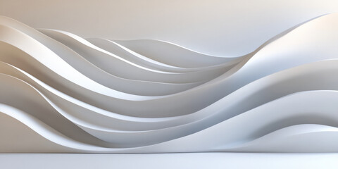 Obraz premium A minimalist 3D light white background with clean, smooth lines and gentle lighting. The design features a stylish, modern appearance with subtle depth and texture.