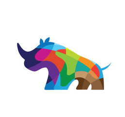 colorful rhino shape logo vector icon symbol design 