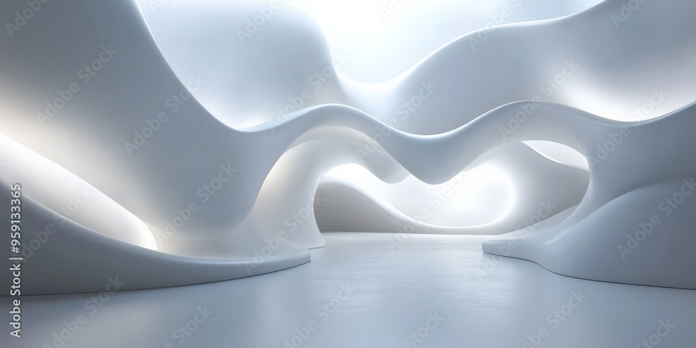 Canvas Prints a modern 3d light white background with floating abstract forms and ambient lighting. the design cre