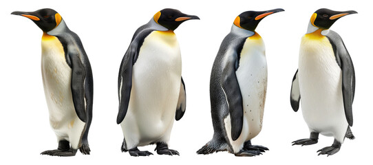 Fototapeta premium Penguin isolated on transparent background, set of