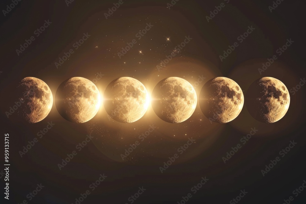 Poster a representation of the different stages of the lunar cycle