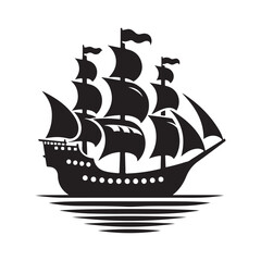 Galleon Silhouette Vector Illustration - High-Quality Ship Design for Graphics