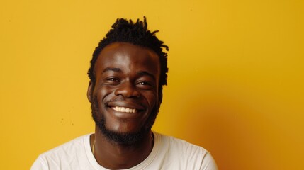 Fototapeta premium Portrait of a person with dreadlocks smiling directly at the camera