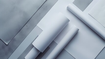 Obraz premium A collection of stacked white paper rolls, great for use in office or educational settings