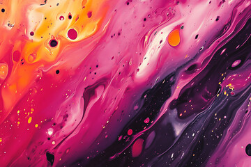 A vibrant magenta tones background featuring energetic splashes and abstract patterns. The design has a lively, modern feel with rich colors and dynamic shapes.